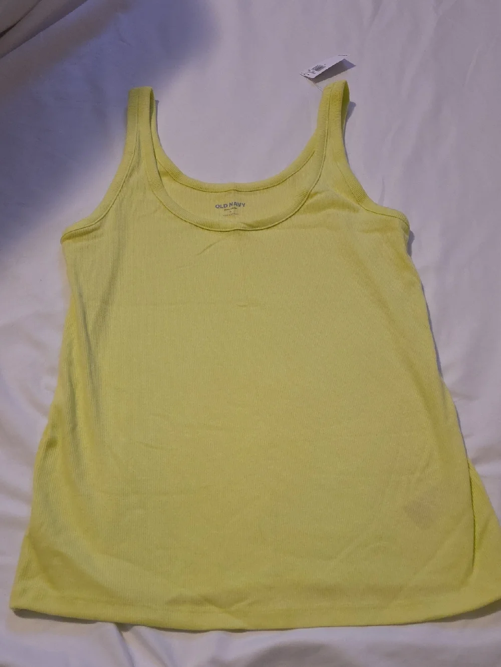 ❣️5 For $20❣️Old Navy Yellow-Lime Ribbed Scoop Tank Top - Picture 1 of 5